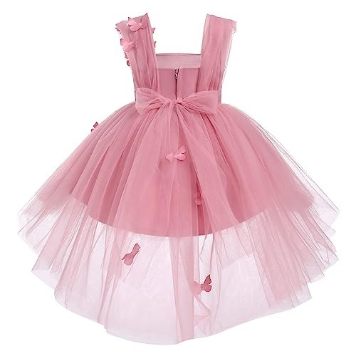 Toddler Baby Flower Girls Sequins Bowknot High Low Tutu Dress Petal Lace Princess Pageant Wedding Birthday Party Formal Gown