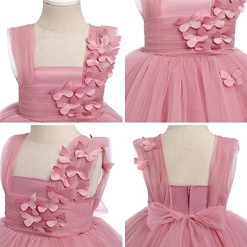 Toddler Baby Flower Girls Sequins Bowknot High Low Tutu Dress Petal Lace Princess Pageant Wedding Birthday Party Formal Gown