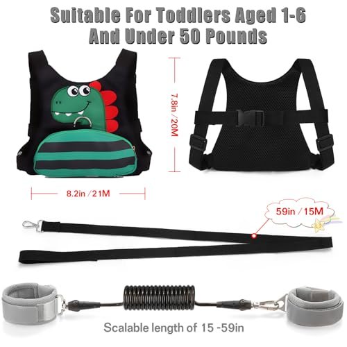 Toddler Leash for Kids-Baby Child Harness with Anti Lost Wrist Link for Boys/Girls (Black3)