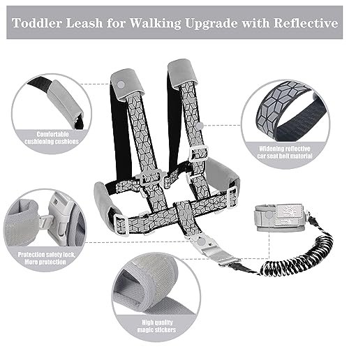Toddler Leash for Walking, Toddler Safety Harnesses Leashes, Safety Harness with Lock for Kids, Anti Lost Wrist Link for Toddlers ，Upgrade with Reflective Tape Liner（6.5ft）for Kids