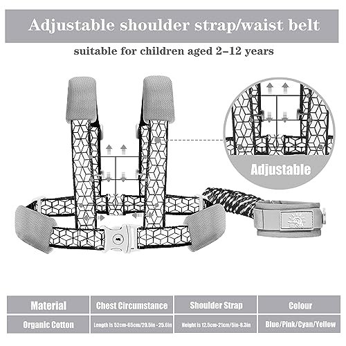 Toddler Leash for Walking, Toddler Safety Harnesses Leashes, Safety Harness with Lock for Kids, Anti Lost Wrist Link for Toddlers ，Upgrade with Reflective Tape Liner（6.5ft）for Kids
