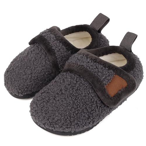 Toddler Slipper Boys Girls Warm House Slippers Plush Linned Kids Slip on Sock Cozy Lightweight Indoor Outdoor Home Shoes