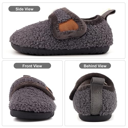 Toddler Slipper Boys Girls Warm House Slippers Plush Linned Kids Slip on Sock Cozy Lightweight Indoor Outdoor Home Shoes