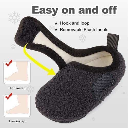 Toddler Slipper Boys Girls Warm House Slippers Plush Linned Kids Slip on Sock Cozy Lightweight Indoor Outdoor Home Shoes