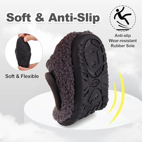 Toddler Slipper Boys Girls Warm House Slippers Plush Linned Kids Slip on Sock Cozy Lightweight Indoor Outdoor Home Shoes