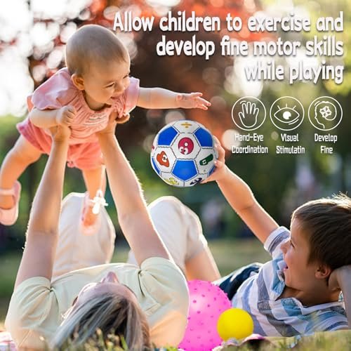 Toddler Sports Balls Set - 7pcs Indoor/Outdoor Toys for Boys & Girls (1-3 yrs) - Soccer, Basketball, Tennis, Rugby Balls with Bag