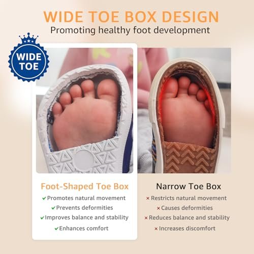 Toddler Wide Toe Box Shoes:Boys Barefoot Shoes Kids Walking Shoes Boy Sneakers Non-Slip Zero Drop Shoes,Toddler First Walking Shoes Comfort Tennis Outdoor Activities