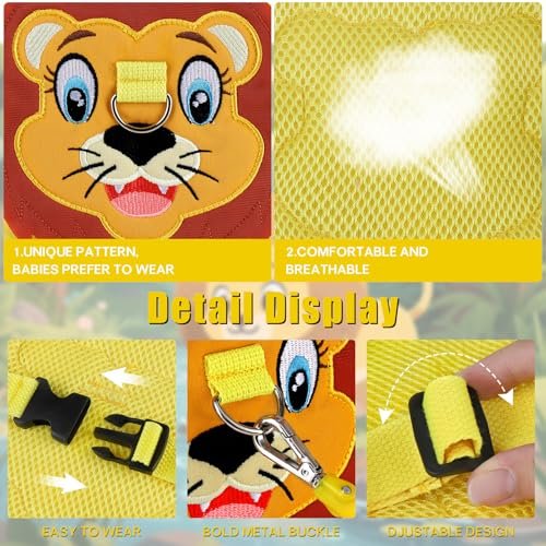 Toddlers Leash + Anti Lost Wrist Link Child Kids Safety Harness Kids Walking Wristband Assistant Strap Belt for Boys Pink Christmas Gift (Yellow)
