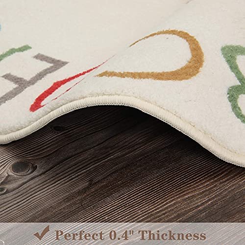 Topotdor Rainbow Round Kids Play Rug Alphabet Nursery Area Rug Extra Large Soft Crawling Play Mat for Children Toddlers Bedroom (47 inch, Multi Color)