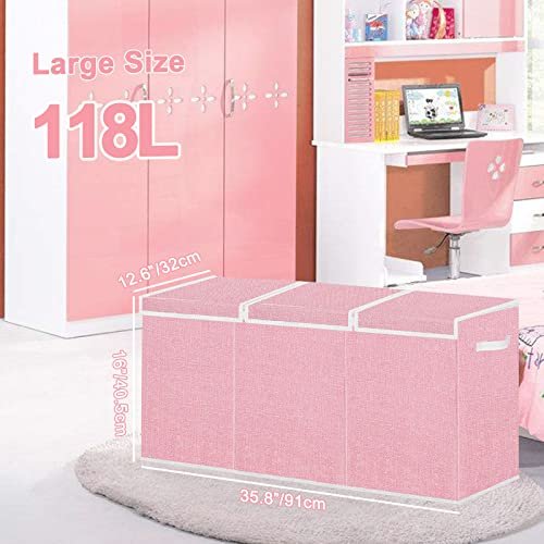 Toy Storage for Girls - Extra Large Kids Toy Box Chest,Collapsible Toy Organizers and Storage for Nursery,Playroom,Office 35.8"x12.6"x16"(Pink)