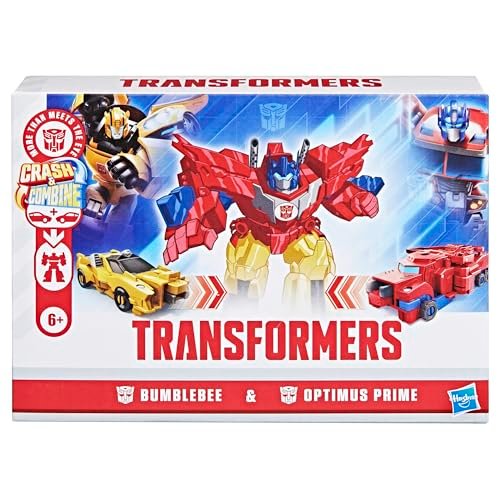 Transformers Crash & Combine Heroes, 3.75-Inch Converting Bumblebee and Optimus Prime Action Figures, Robot Toys for Kids 6 and Up (Amazon Exclusive)
