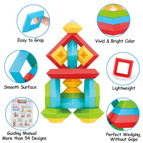 Tsomtto Montessori Toys for 1 2 3 4 5 Year Old Boys Girls Toddler 1-3 Preschool Learning Activities 30 Pcs Stacking Building Blocks STEM Stackable Educational Sensory Gifts for Kids Age 1-2 2-4