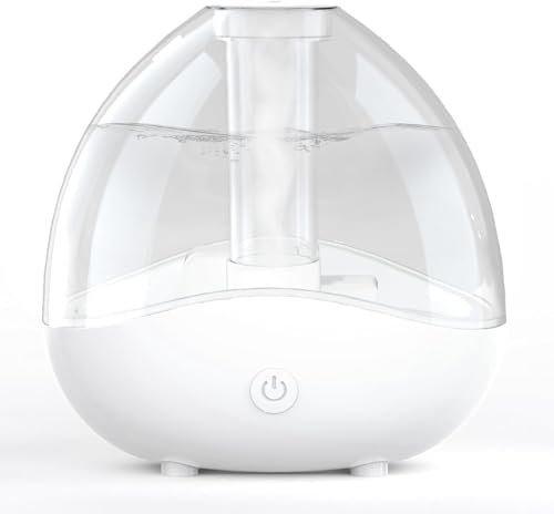 Ultrasonic Cool Mist Humidifier, Quiet Air Humidifiers for Bedroom, Desk Humidifiers Essential Oil Diffuser with Removable 1.5L Water Tank for Baby Nursery and Plants, Up To 24 Hours - White