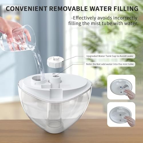 Ultrasonic Cool Mist Humidifier, Quiet Air Humidifiers for Bedroom, Desk Humidifiers Essential Oil Diffuser with Removable 1.5L Water Tank for Baby Nursery and Plants, Up To 24 Hours - White