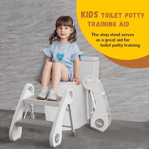 UNCLE WU 2-Step Toddler Stool - Foldable, Lightweight & Anti-Slip | Steel Step Stool for Kids, Potty Training, Bedside & Bathroom Sink (Small Size)