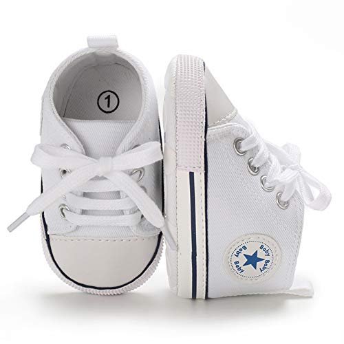Unisex Baby Girls Boys Canvas High-top Shoes, Newborn Infant Anti-Slip Soft Sole Frist Walking Breathable Sneakers