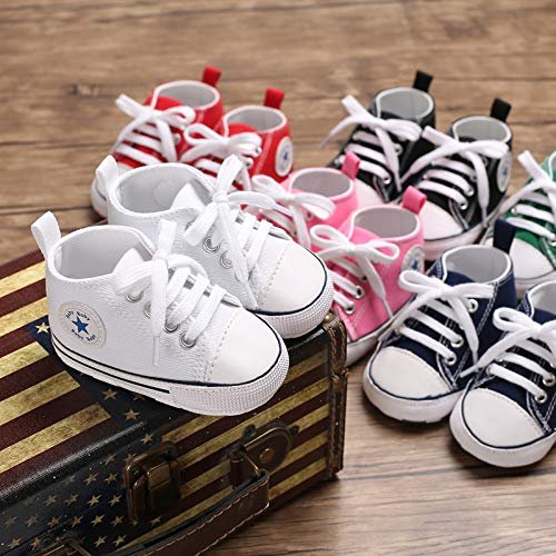 Unisex Baby Girls Boys Canvas High-top Shoes, Newborn Infant Anti-Slip Soft Sole Frist Walking Breathable Sneakers