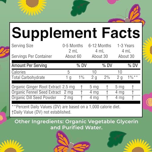 USDA Organic Gripe Water for Babies by MaryRuth's | Herbal Blend for Little Tummies | Baby Essentials | for Newborns | Ginger Root | Fennel Seed | Dill Seed | Vegan | 4 oz | 30-60 Servings