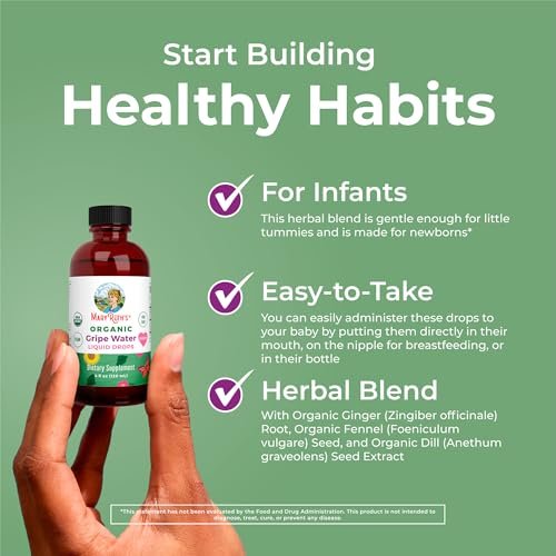 USDA Organic Gripe Water for Babies by MaryRuth's | Herbal Blend for Little Tummies | Baby Essentials | for Newborns | Ginger Root | Fennel Seed | Dill Seed | Vegan | 4 oz | 30-60 Servings