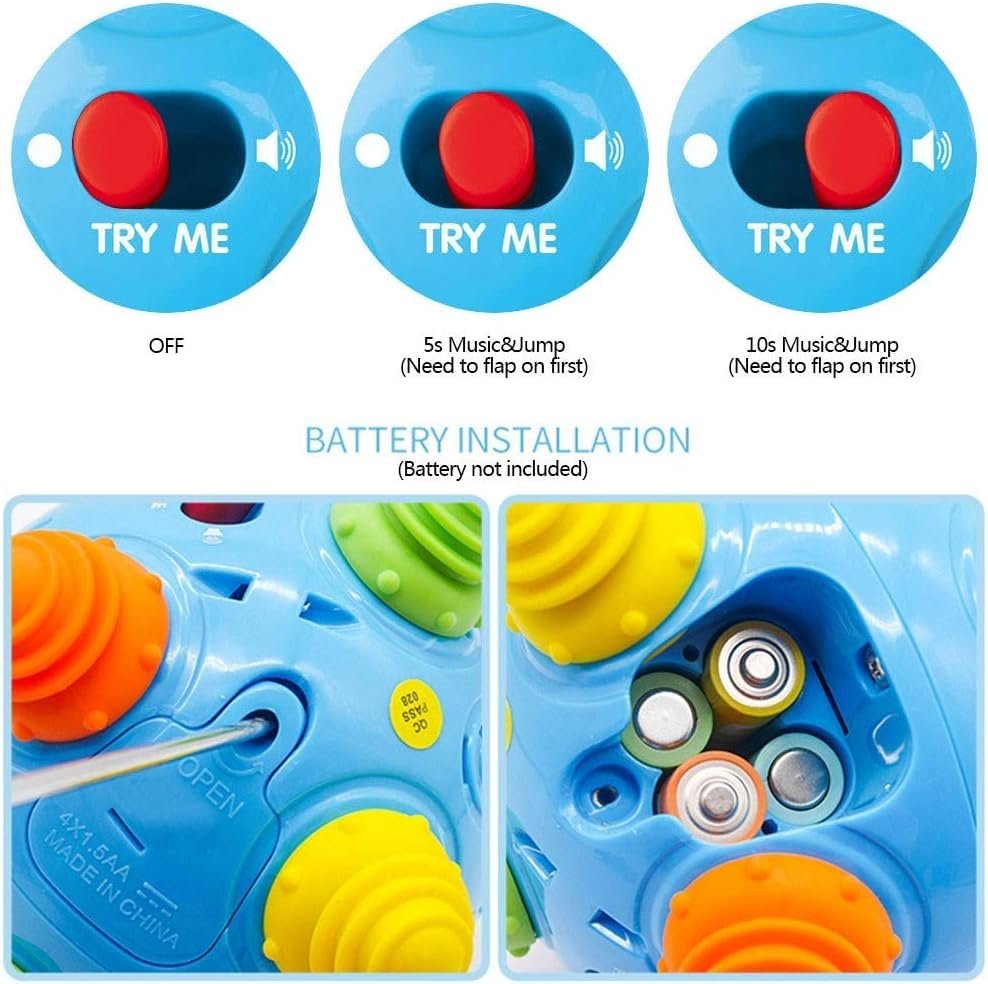 VANLINNY Toddlers Baby Music Shake Ball Toy Bumble Ball for Babies,Dancing Bumpy & Interactive Sounds Crawl Toy, Best Bouncing Sensory Learning Gift for 3+ Year Old Boys&Girls.