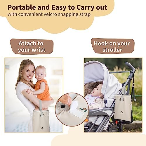 Vegan Leather Portable Changing Pad - Waterproof Compact Baby Changing Mat - Foldable Travel Diaper Changing Pad, Newborns Shower Gifts (Olive Branch with Strap, 20"*28")