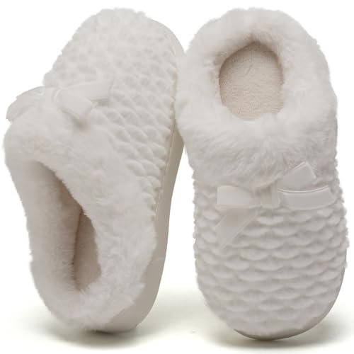 WateLves Girls Slippers Kids Slip On Winter House Shoes Anti-Slip Soft Coral Fleece Slipper for Indoor & Outdoor