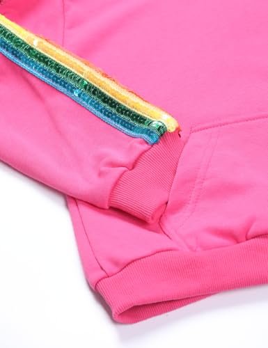 WELAKEN Girls 2 Piece Outfit Rainbow Sequin Striped Sweatshirt & Sweatpants Clothing Set