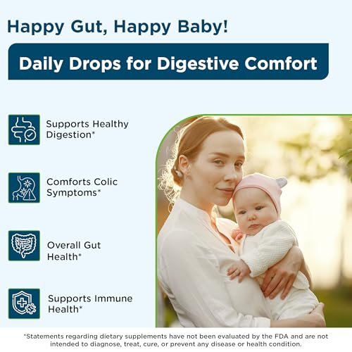 Wellements Organic Baby Probiotic Drops (0.25 Fl Oz) - Digestive & Immune Support for Infants - Toddler Probiotic Helps with Newborn+ Gut Health, Gas, Constipation & Colic Support - Preservative Free