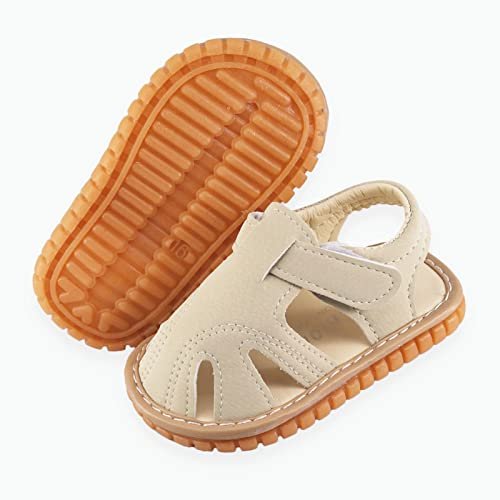 WILLFUN Baby Boy Girl Summer Infant Squeaky Sandals Premium Rubber Sole Closed-Toe Non-Slip Shoes Toddler First Walkers