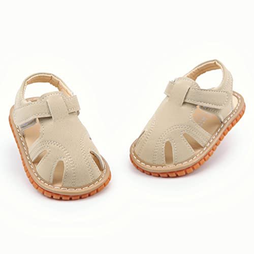 WILLFUN Baby Boy Girl Summer Infant Squeaky Sandals Premium Rubber Sole Closed-Toe Non-Slip Shoes Toddler First Walkers