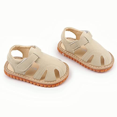 WILLFUN Baby Boy Girl Summer Infant Squeaky Sandals Premium Rubber Sole Closed-Toe Non-Slip Shoes Toddler First Walkers