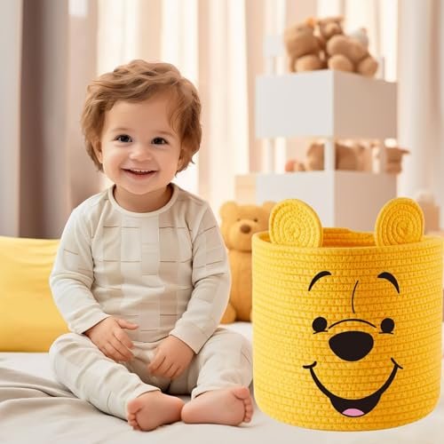 Winnie Storage Box Cubes Handmade Woven Nursery Basket Collapsible Cotten Rope Laundry Cloth Toy Bin Ideal Baby Showers Newborn Suff Storage Basket Gift