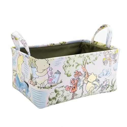 Winnie Storage Nursery Basket, Table Organizer,Books, Clothes ,Toys, Pooh Nursery Decor, Baby Stuff Diaper Bag for Gift Baby Shower Decorations Items(5.9x9.5x12.6 inches)
