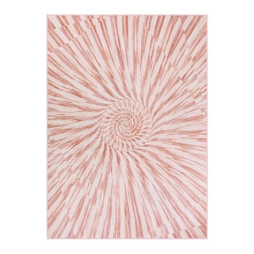 Wonnitar Pink Nursery Rug for Baby Girl, Washable 5x7 Ombre Print Area Rug, Ultra Thin Soft Modern Kids Room Carpet for Toddler Playroom, Living Room, Bedroom (5x7ft, Pink/Multi)