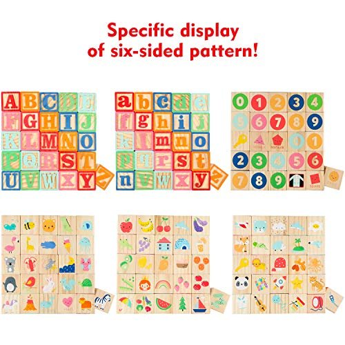 Wooden ABC Toy Building Blocks for Toddlers 1-3 36 PCS Wood Alphabet Number Blocks for Stacking Learning Preschool Educational Montessori Sensory Toys for Kids Boys Girls Gifts 1.7"