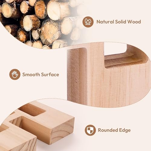 Wooden Building Blocks Set for Kids, 24 PCS Rainbow Gem Cubes Stacking Blocks - 2 Wood House, Montessori Stacking Toy for Toddlers, Educational STEM Learning Toy for Boys Girls 3-6
