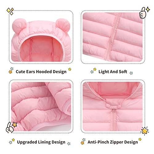 XMWEALTHY Baby Boys Girls Winter Coats Toddler Bear Hoods Down Jacket Infant Kids Light Puffer Padded Outwear 6M-3T