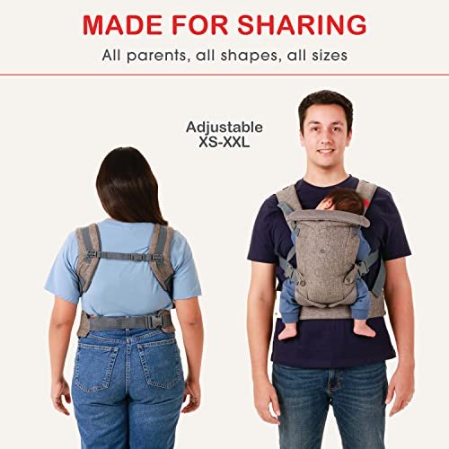 YOU+ME 4-in-1 Baby Carrier Newborn to Toddler - All Positions Baby Chest Carrier - Front and Back Carry Baby Carriers - Includes 2-in-1 Bandana Bib - Baby Holder Carrier for 8-32 lbs (Black Mesh)