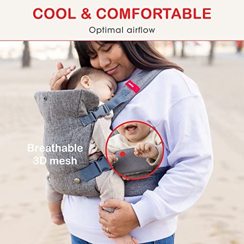 YOU+ME 4-in-1 Baby Carrier Newborn to Toddler - All Positions Baby Chest Carrier - Front and Back Carry Baby Carriers - Includes 2-in-1 Bandana Bib - Baby Holder Carrier for 8-32 lbs (Black Mesh)