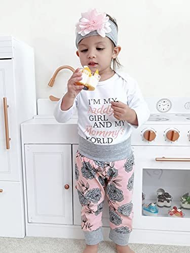 Yvowming Newborn Baby Girl Clothes Infant Baby Ruffle Romper +Pants + Headband Toddler Girl Outfits Set