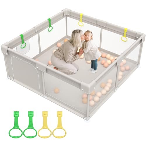 ZEEBABA Baby Playpen, Playpen for Babies(59x59x27inch), Kids Safe Play Center for Babies and Toddlers, Baby Play Pen Fence Gives Mommy a Break