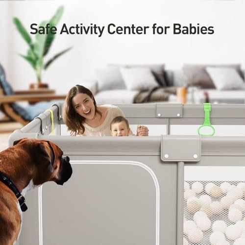 ZEEBABA Baby Playpen, Playpen for Babies(59x59x27inch), Kids Safe Play Center for Babies and Toddlers, Baby Play Pen Fence Gives Mommy a Break