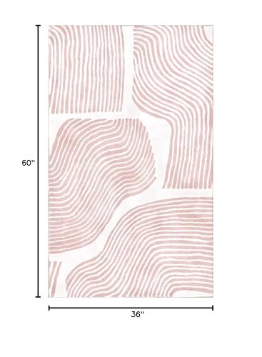 Zen Garden Area Rug - Ultra Soft Area Rug 4x6, Non Slip, Stain Resistant Living Room Rug, Washable Area Rugs for Living Room, Rugs for Bedroom (Pink, 4x6)