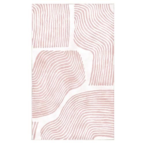 Zen Garden Area Rug - Ultra Soft Area Rug 4x6, Non Slip, Stain Resistant Living Room Rug, Washable Area Rugs for Living Room, Rugs for Bedroom (Pink, 4x6)