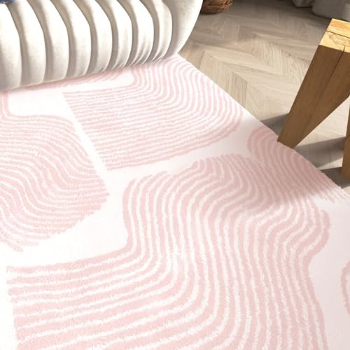 Zen Garden Area Rug - Ultra Soft Area Rug 4x6, Non Slip, Stain Resistant Living Room Rug, Washable Area Rugs for Living Room, Rugs for Bedroom (Pink, 4x6)