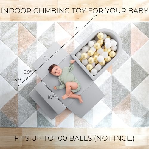 ZICOTO Fun Climbing Toy Set for Toddlers Aged 1-3 - The Perfect Set incl. Ball Pit & Climbing Blocks for Unlimited Indoor Fun - Soft Foam Play Gym for Baby/Kids to Safely Learn New Skills Inside