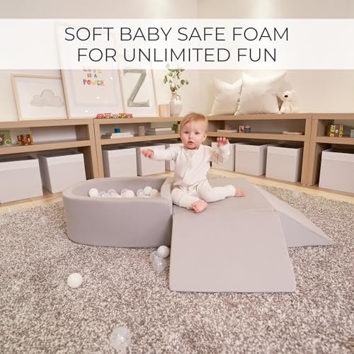 ZICOTO Fun Climbing Toy Set for Toddlers Aged 1-3 - The Perfect Set incl. Ball Pit & Climbing Blocks for Unlimited Indoor Fun - Soft Foam Play Gym for Baby/Kids to Safely Learn New Skills Inside