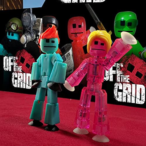 Zing Stikbot Off The Grid Pack - Set of 6 Poseable Action Figures with Weapons and Accessories, Includes Striker, Clint, Pixel, Raptus, Shift and Regalius, Stop Motion Animation, for Ages 4 and Up