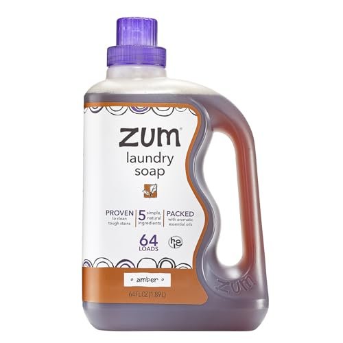 Zum Laundry Soap by Indigo Wild - Liquid, Plant-Based Soap with Baking Soda, Essential Oils, Coconut Oil & More - Wash Up to 64 Loads - Amber - 64 fl oz