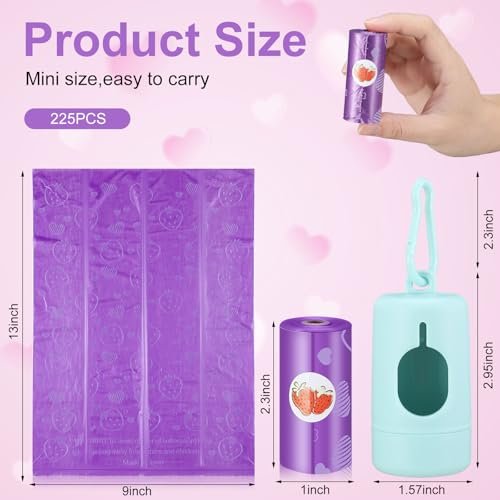 15 Refill Rolls/225 Disposable Diaper Bags with Dispenser Scented Waste Baby Poop Bags Convenient and Quick Diaper Disposal